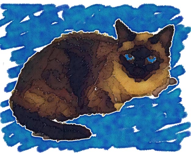 Pat Foutz's long-time companion Baby is rendered here as a piece of artwork in which John tried to capture the texture of her fur in the brush strokes.