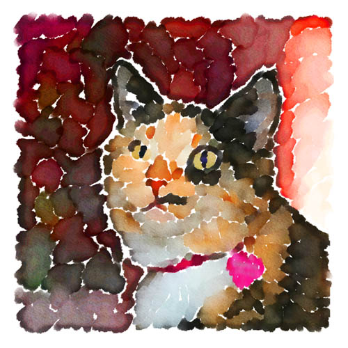 Named for Hermione's cat in the popular Harry Potter books, Crookshanks is the newest member of Erika and Wayne Furman's family and is rendered here in a colorful piece of artwork.